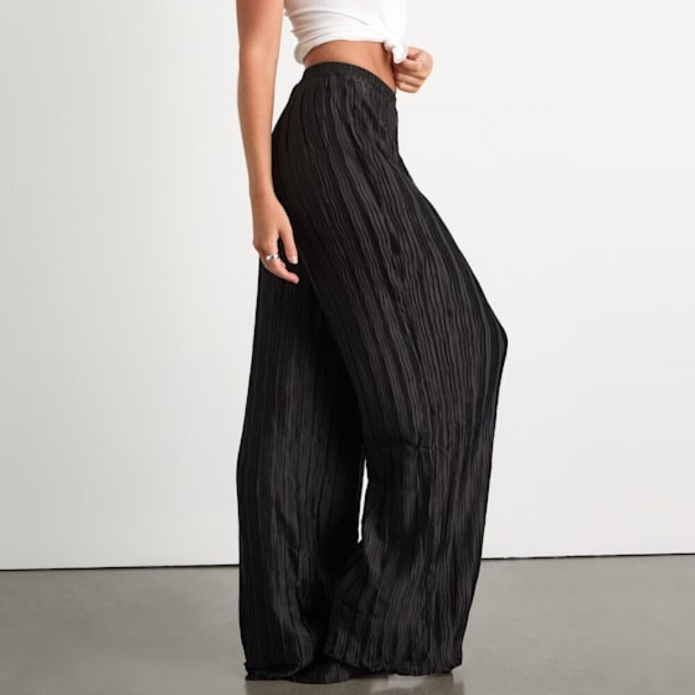 Lulus Majorly Envied Black Pleated Wide-leg Pants - Size M